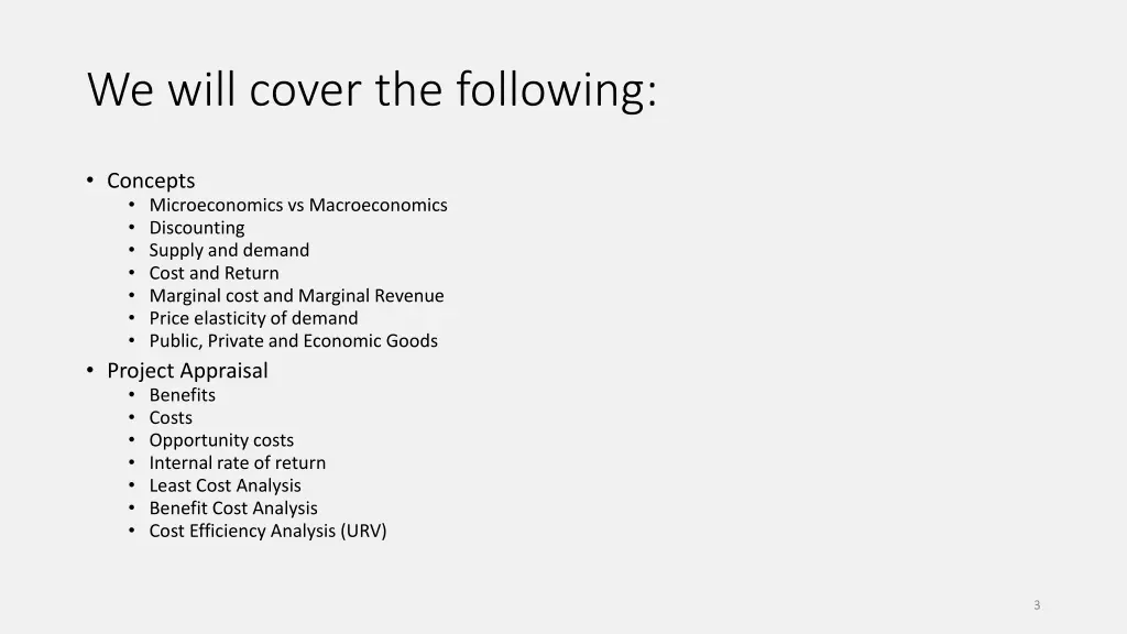 we will cover the following