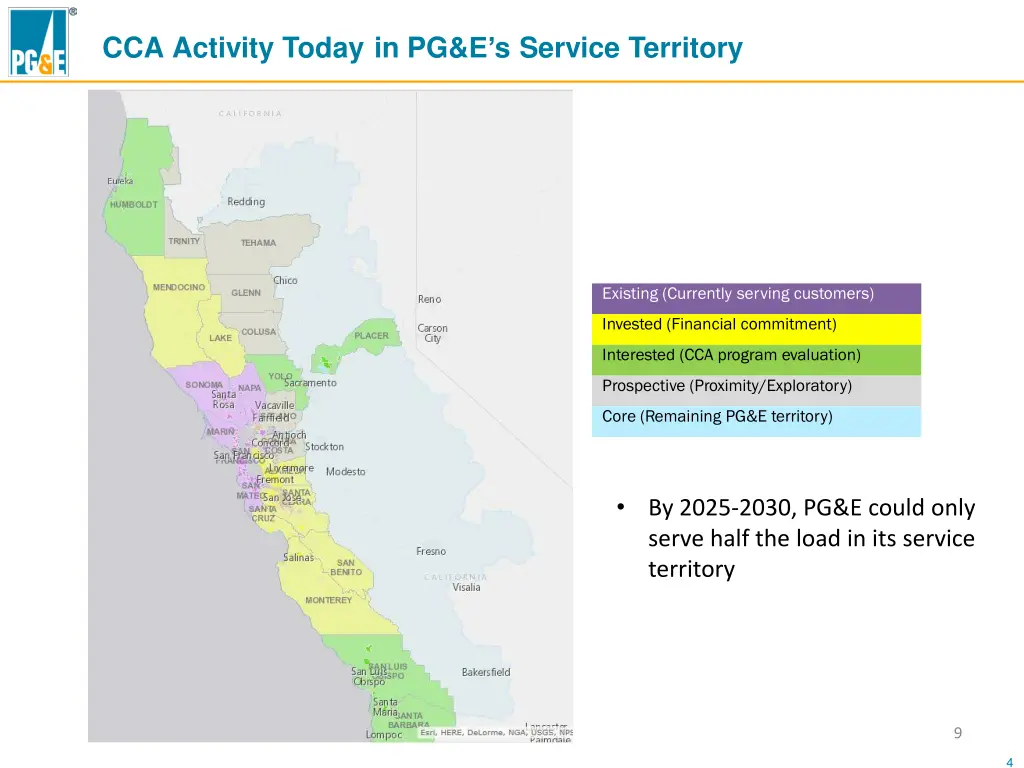 cca activity today in pg e s service territory