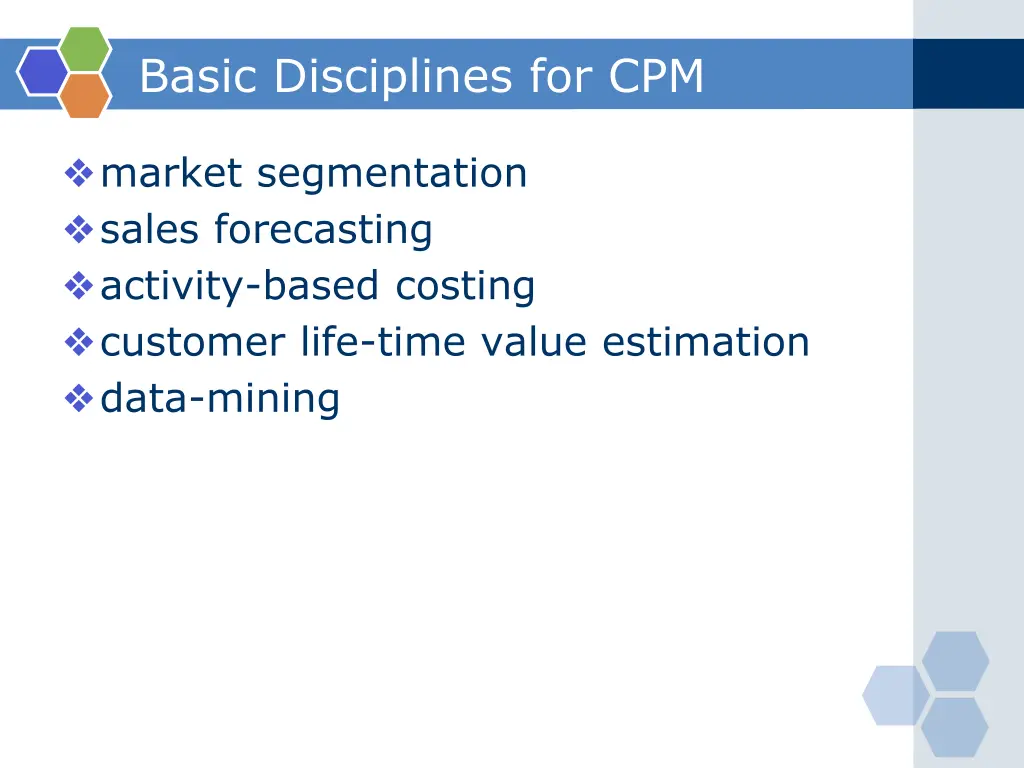 basic disciplines for cpm