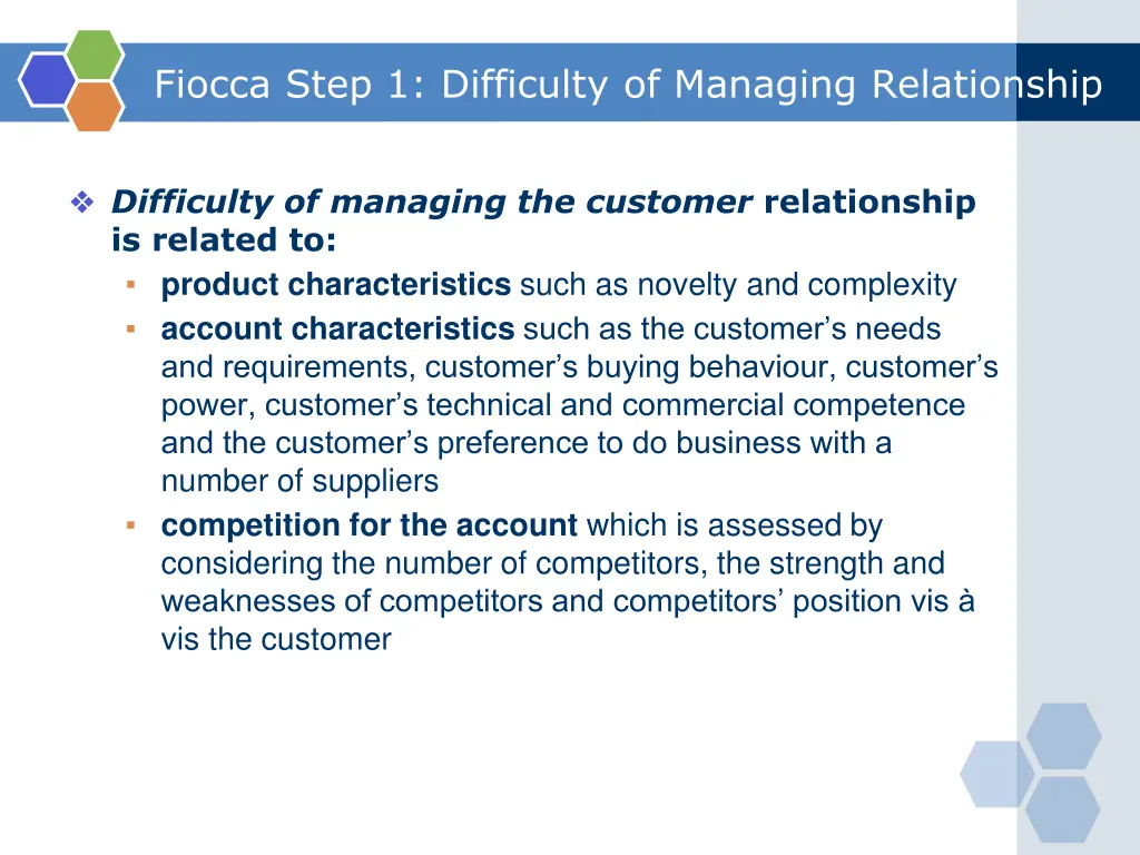 fiocca step 1 difficulty of managing relationship
