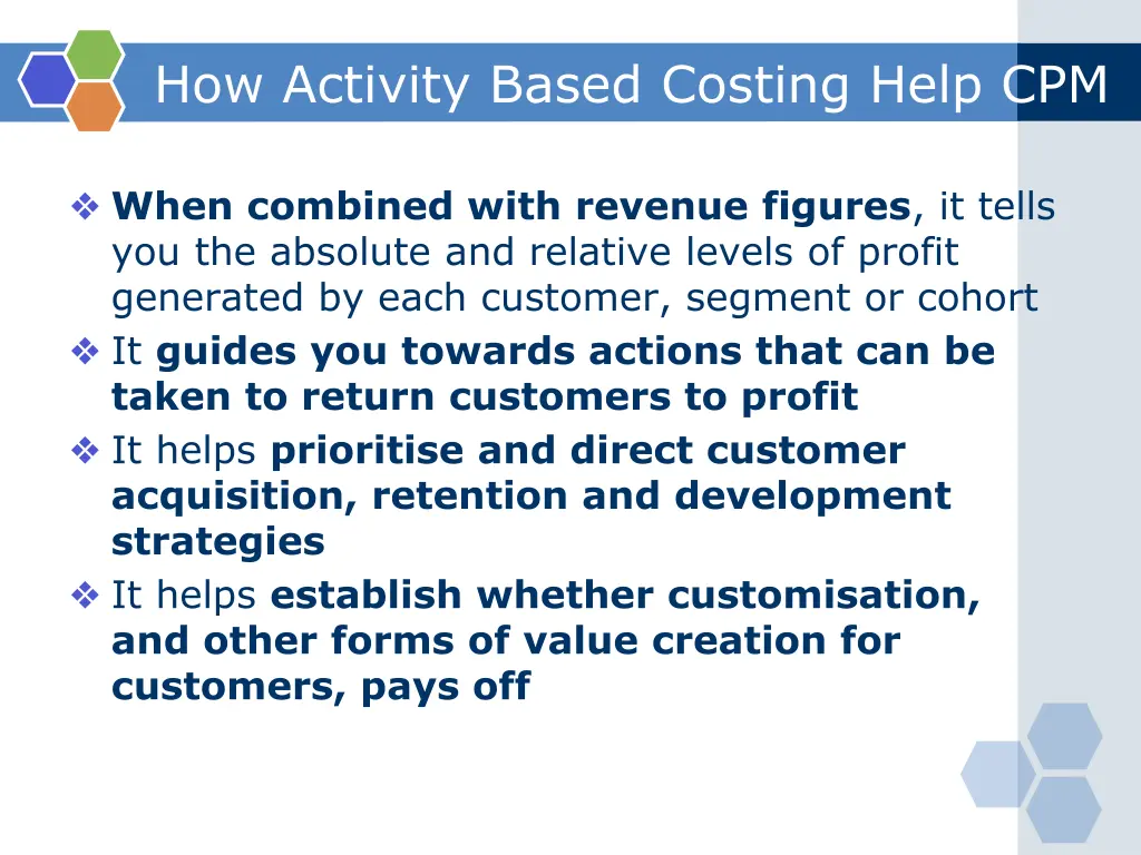 how activity based costing help cpm