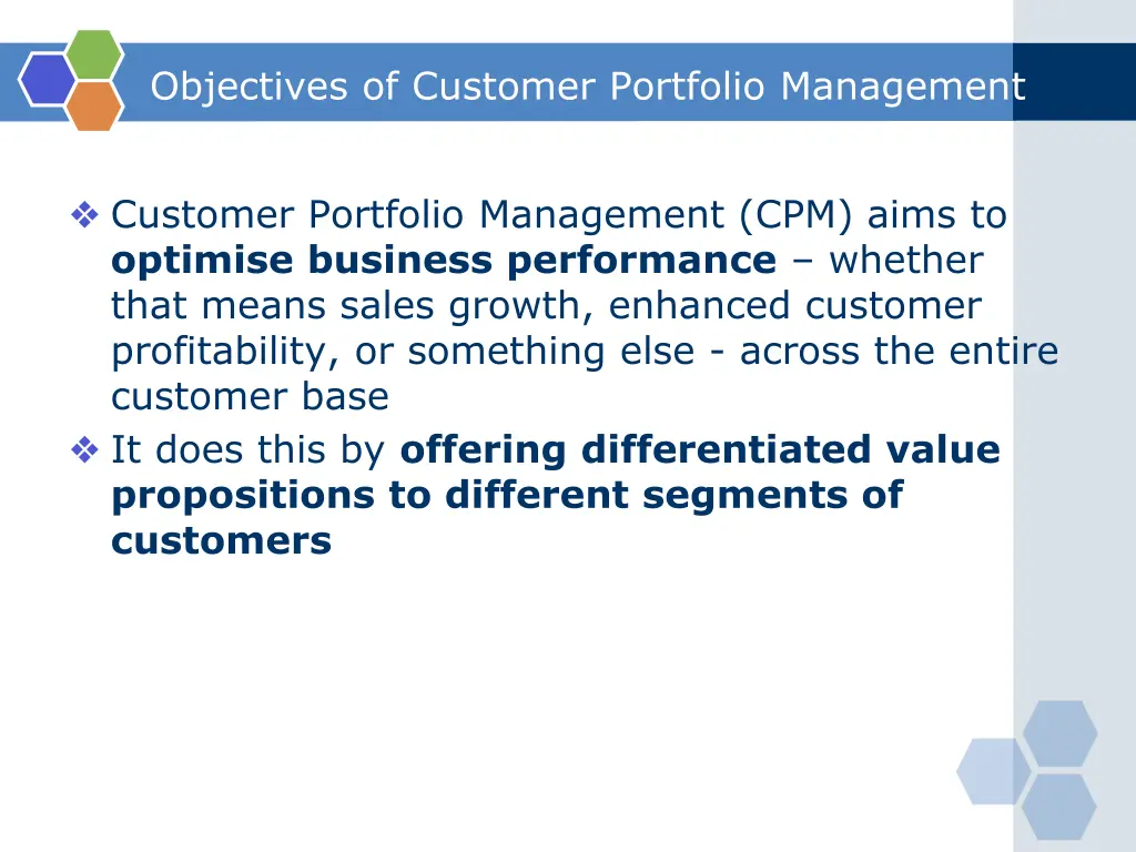 objectives of customer portfolio management