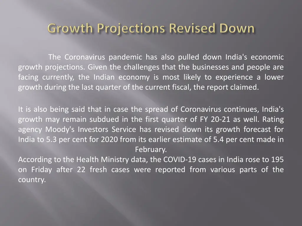 the coronavirus pandemic has also pulled down