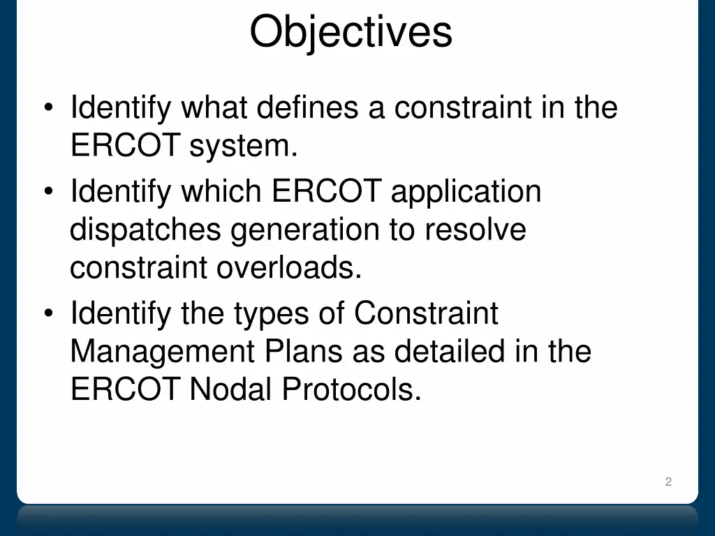 objectives