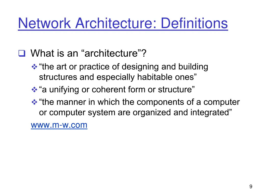 network architecture definitions