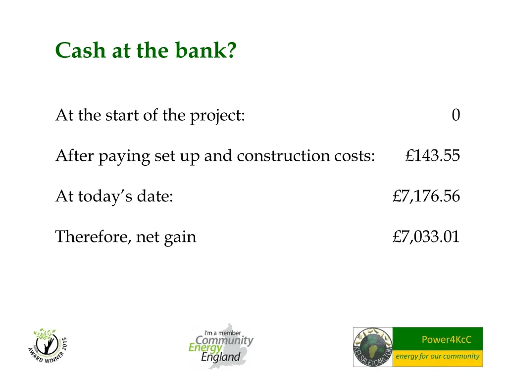 cash at the bank