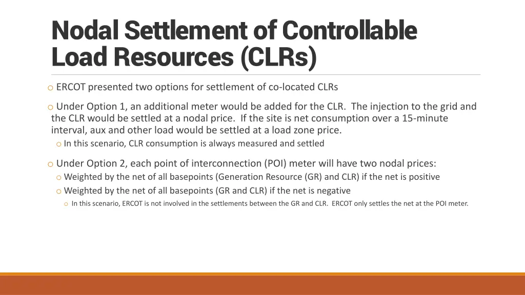 nodal settlement of controllable load resources