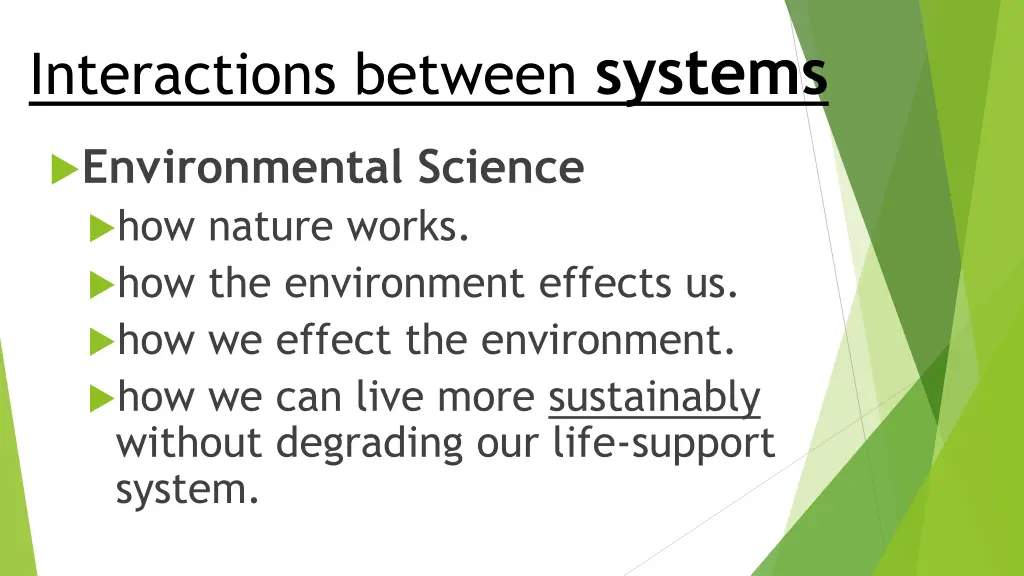 interactions between systems