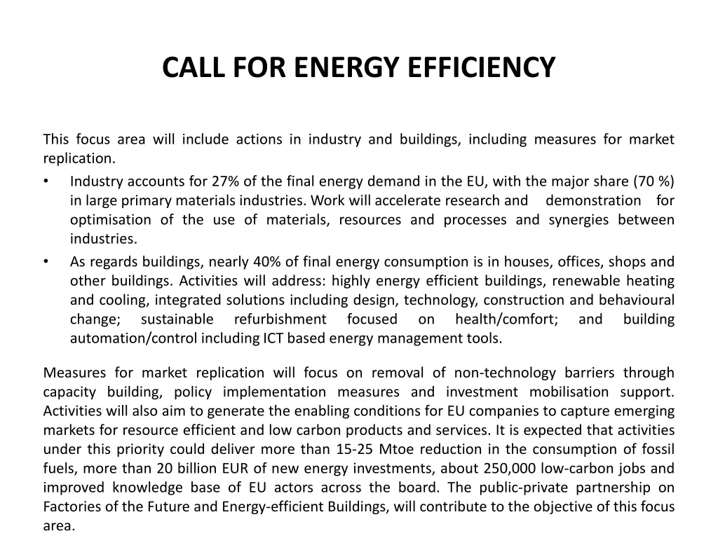call for energy efficiency 1