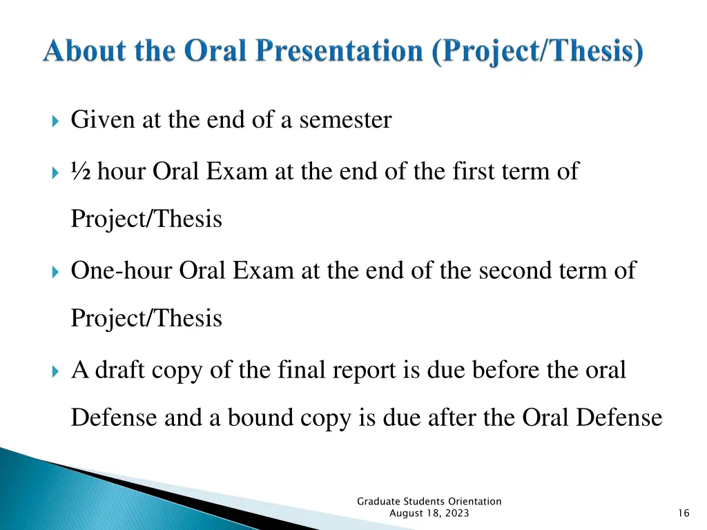 given at the end of a semester