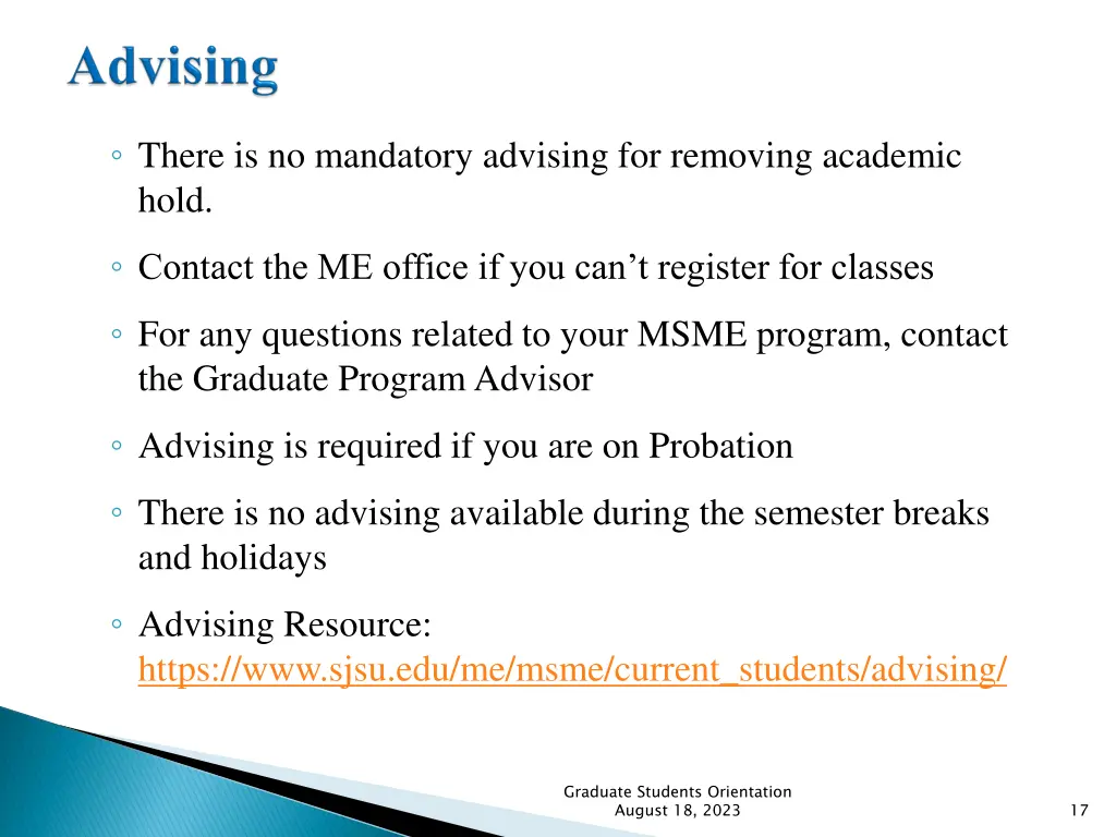 there is no mandatory advising for removing