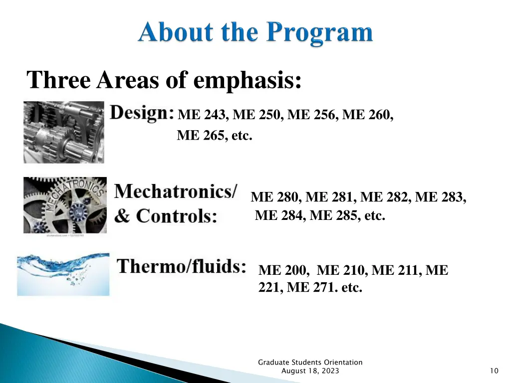 three areas of emphasis