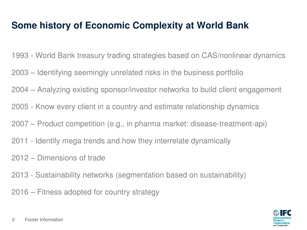 some history of economic complexity at world bank