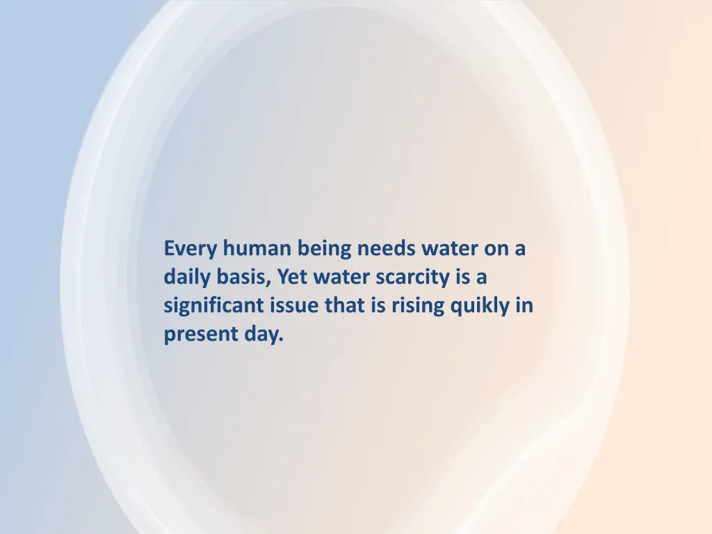 every human being needs water on a daily basis