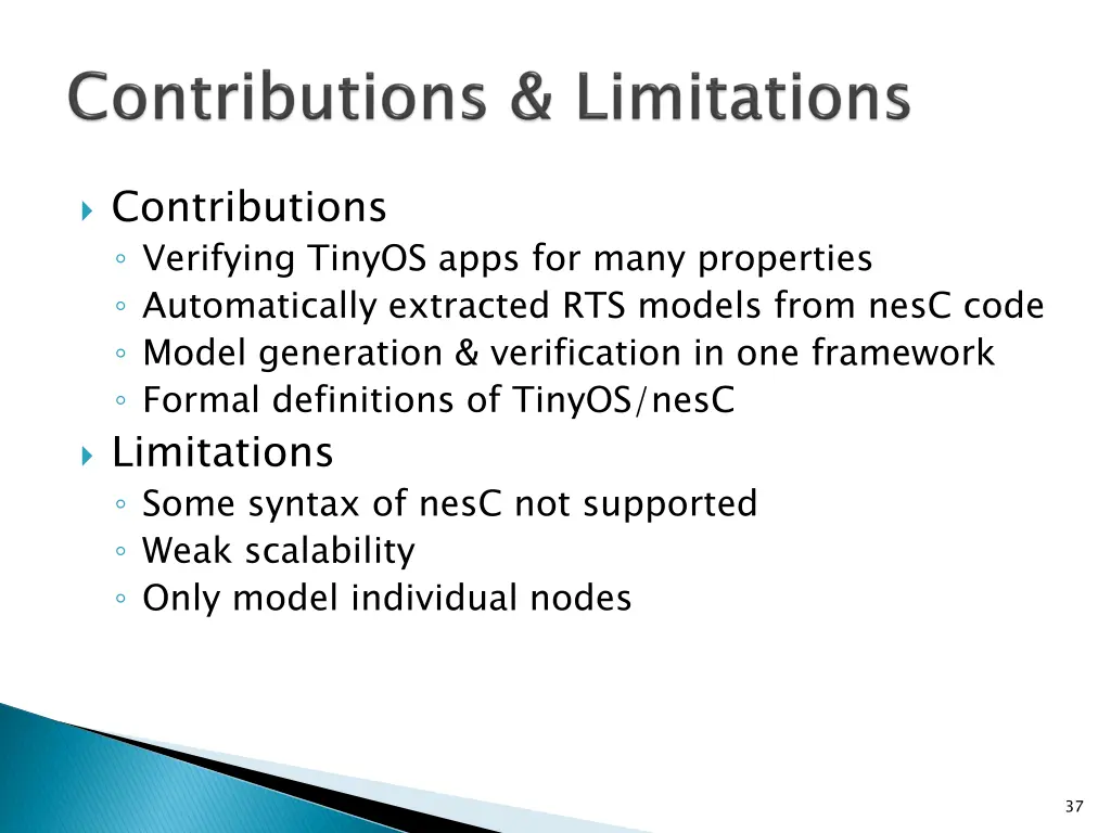 contributions verifying tinyos apps for many