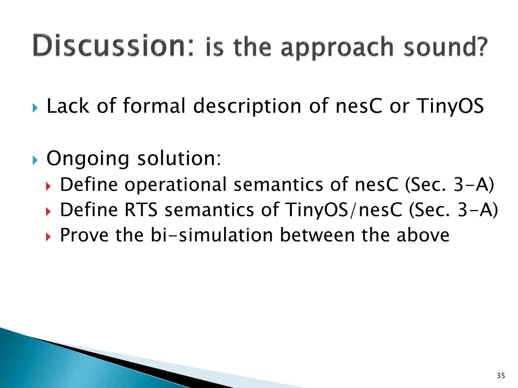 lack of formal description of nesc or tinyos