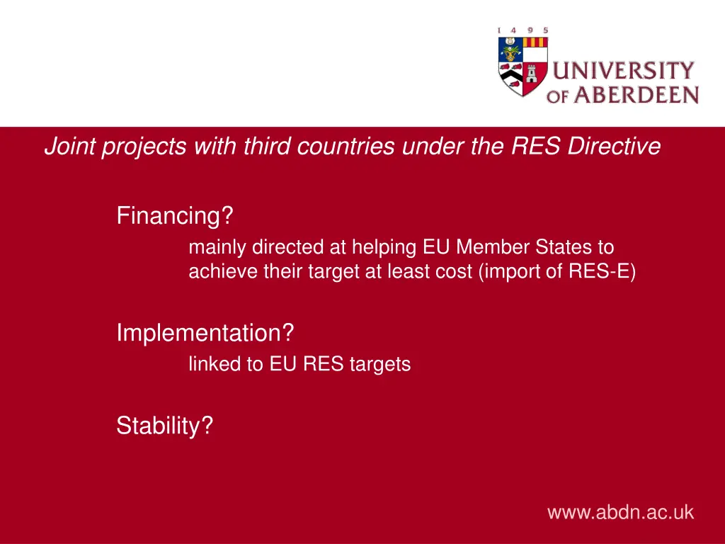joint projects with third countries under