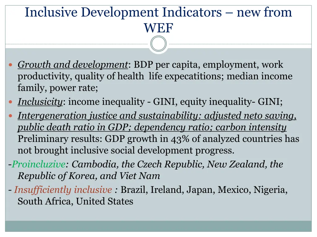 inclusive development indicators new from wef