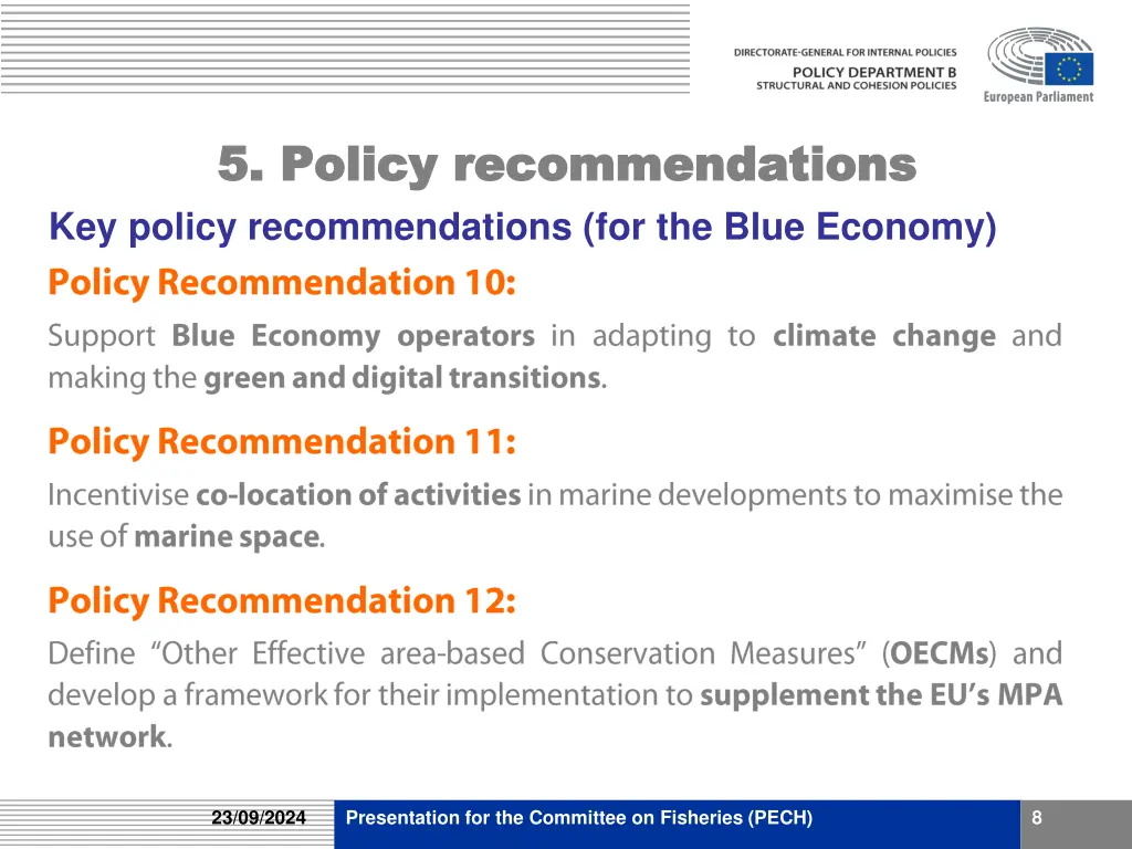 5 policy recommendations 5 policy recommendations