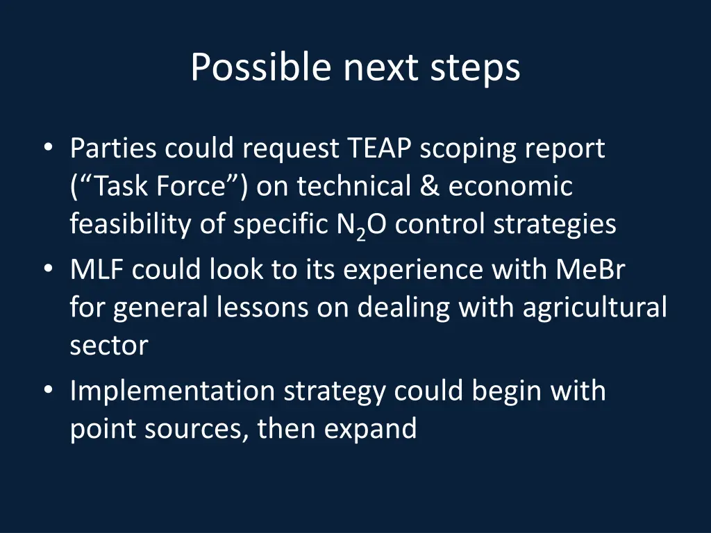 possible next steps