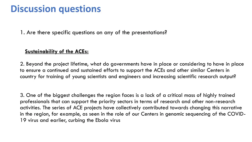 discussion questions