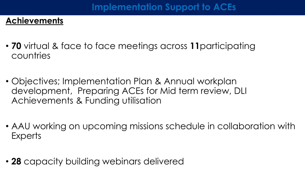 implementation support to aces