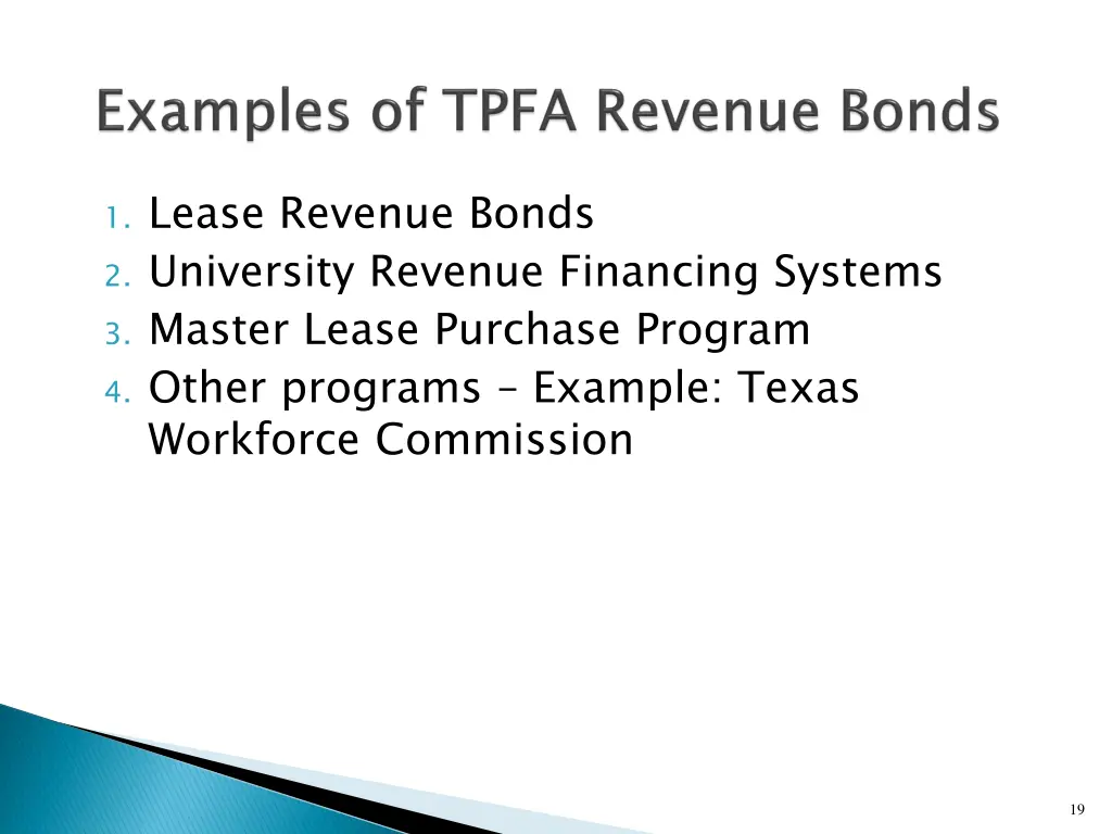 1 lease revenue bonds 2 university revenue