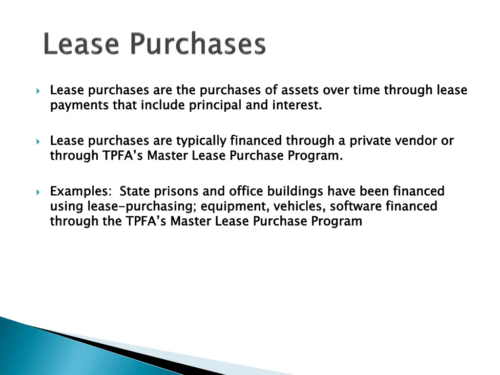 lease purchases are the purchases of assets over
