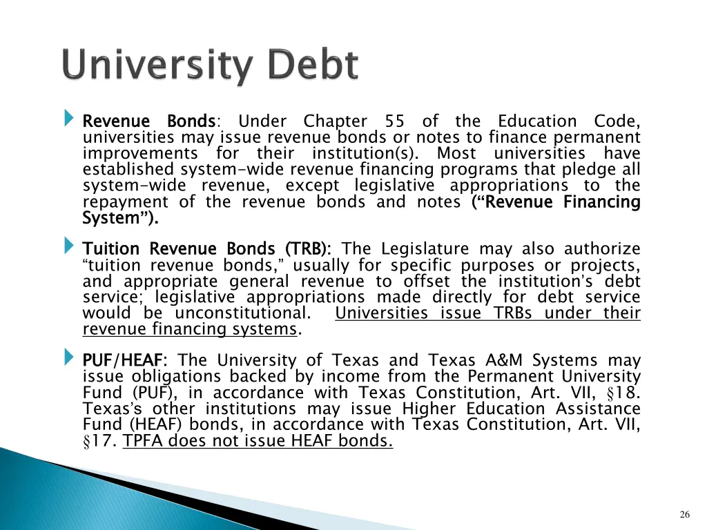 revenue universities may issue revenue bonds