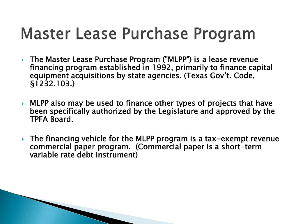 the master lease purchase program mlpp is a lease