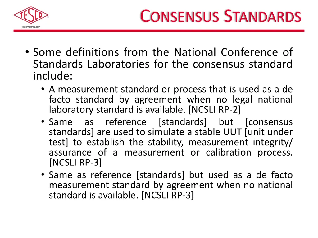 c onsensus s tandards
