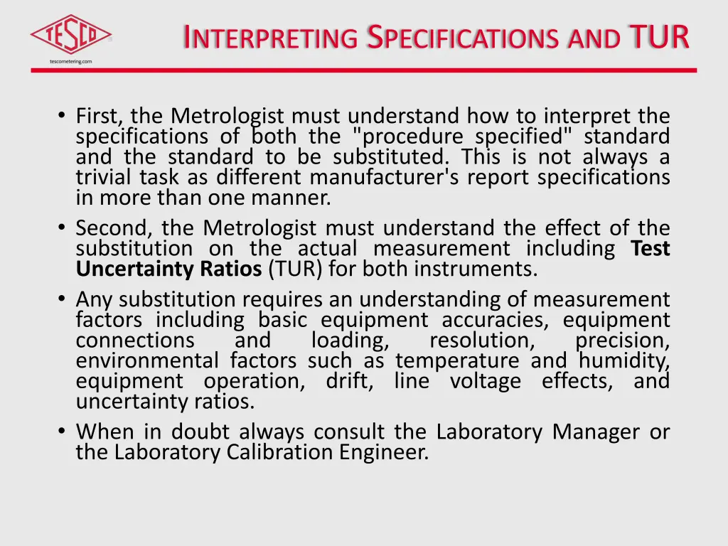i nterpreting s pecifications and tur