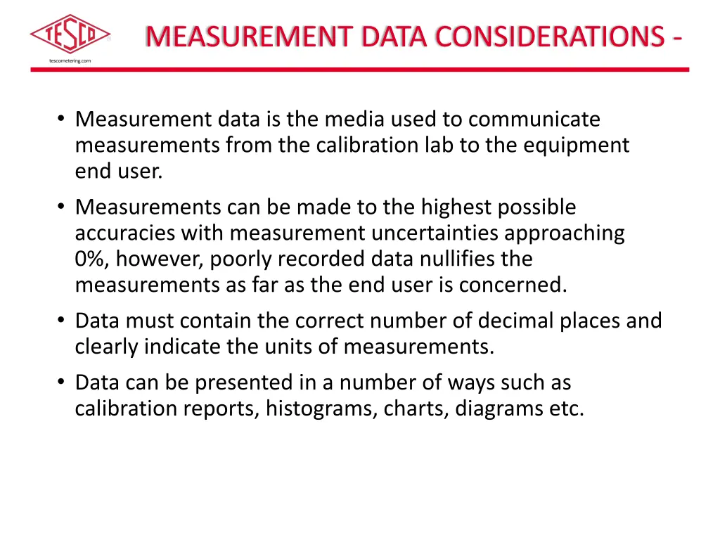 measurement data considerations