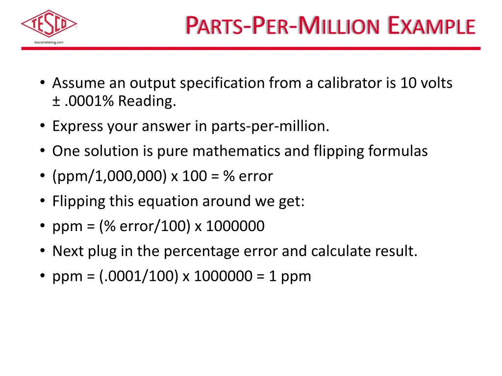 p arts p er m illion e xample