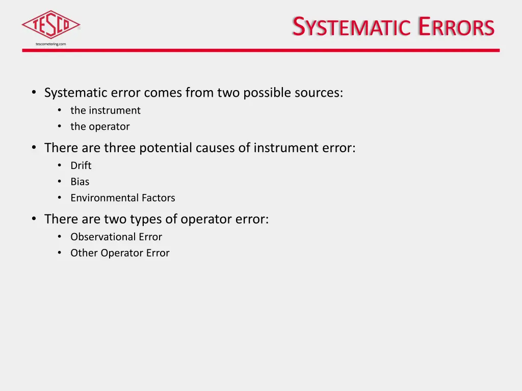 s ystematic e rrors