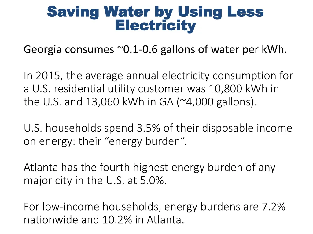 saving water by using less saving water by using
