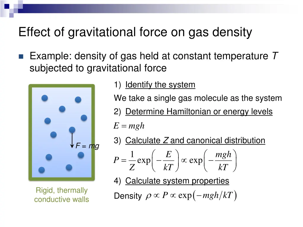 effect of gravitational force on gas density