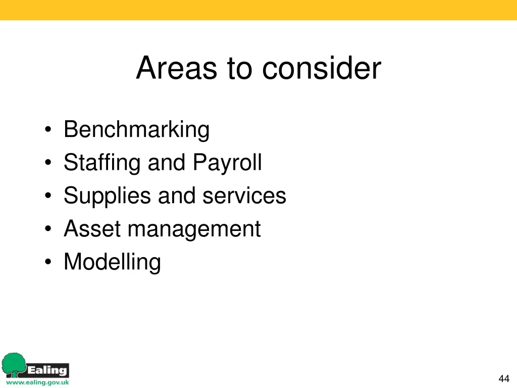 areas to consider
