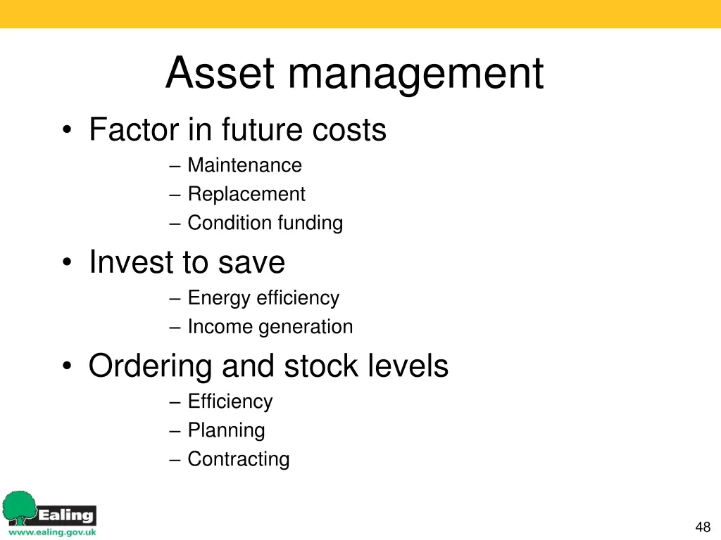 asset management factor in future costs