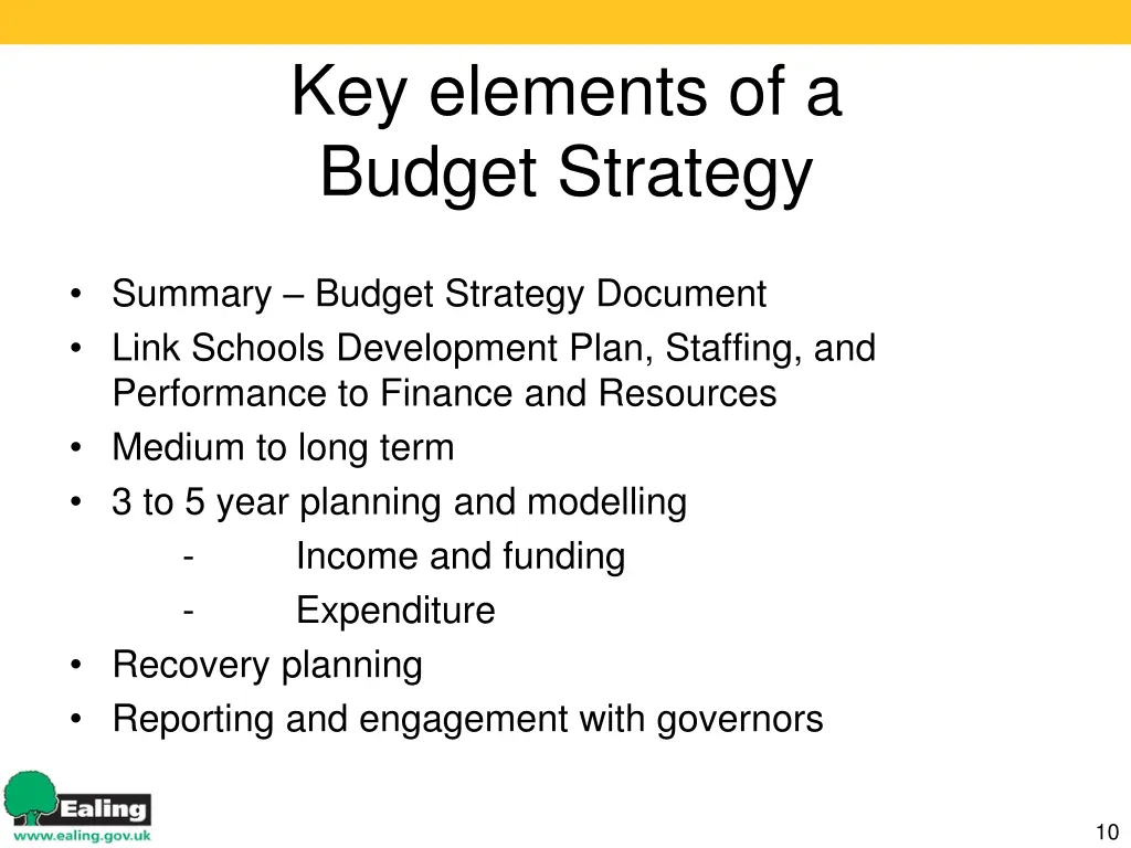 key elements of a budget strategy