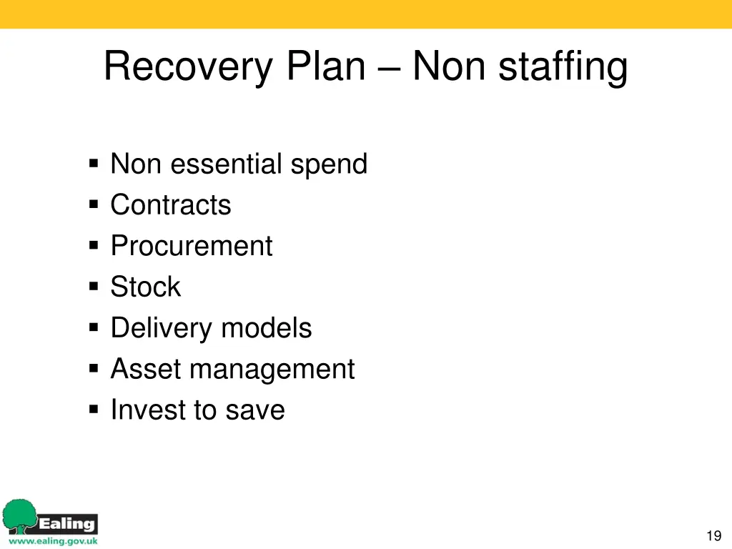recovery plan non staffing
