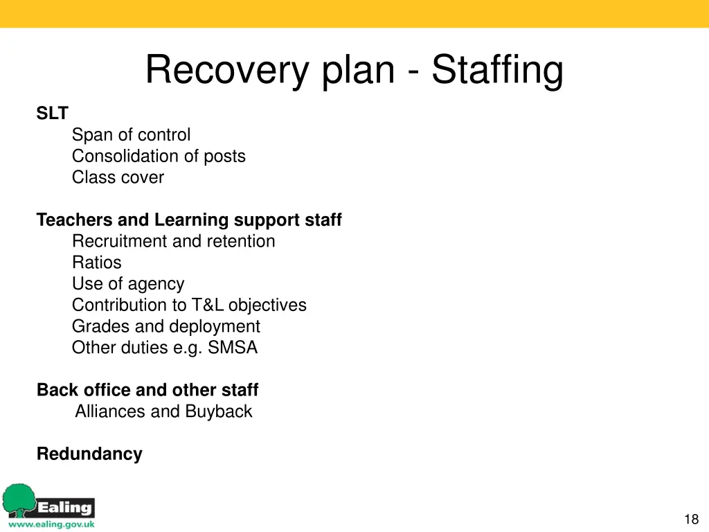 recovery plan staffing