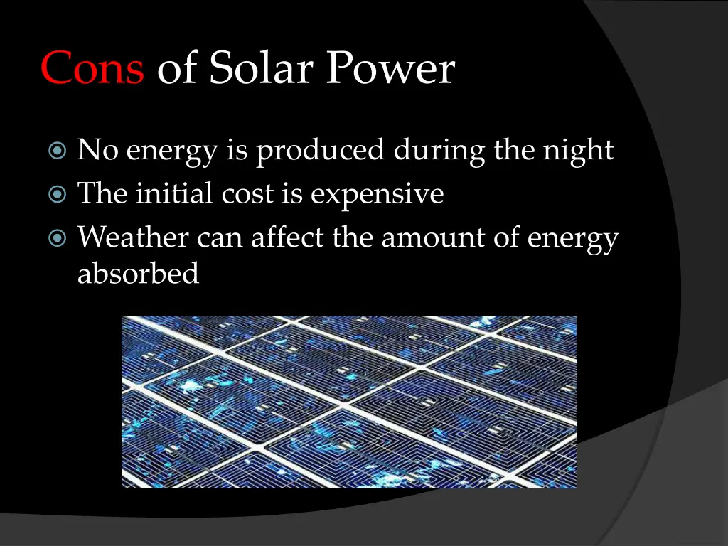 cons of solar power