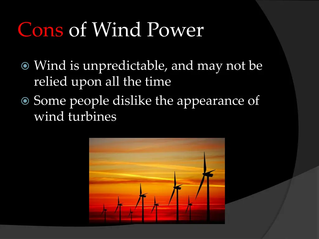 cons of wind power