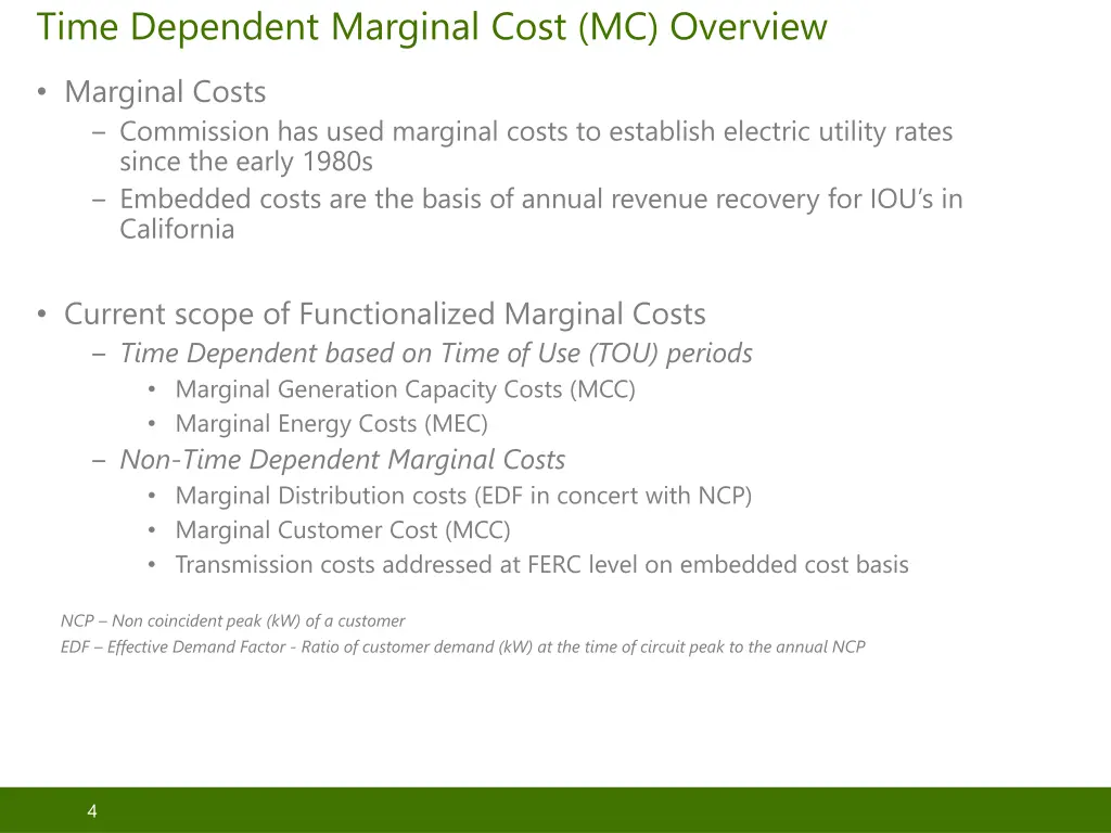 time dependent marginal cost mc overview