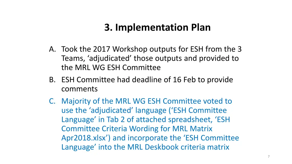 3 implementation plan