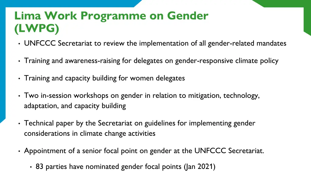 lima work programme on gender lwpg unfccc