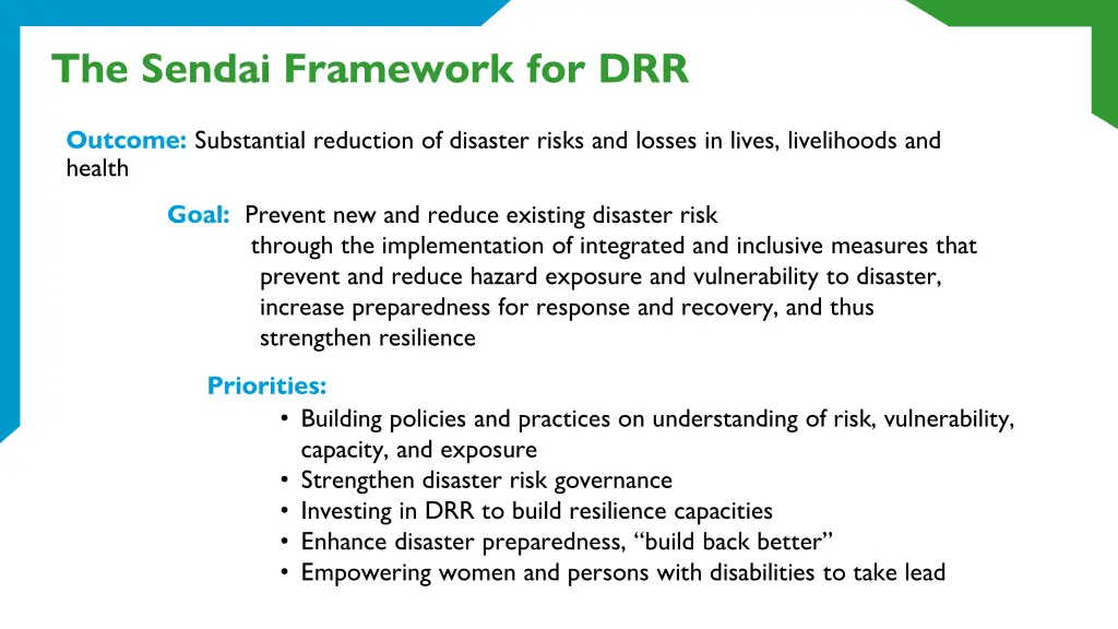 the sendai framework for drr