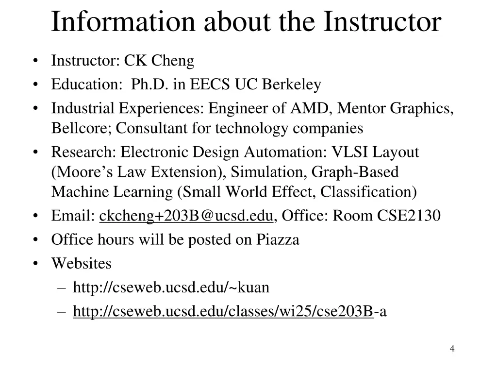 information about the instructor