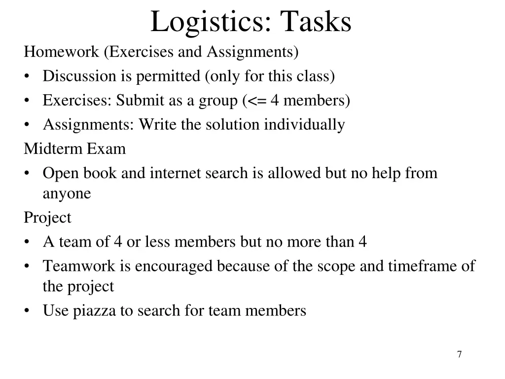 logistics tasks